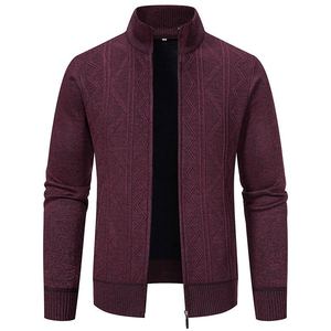 Mens Knitted <b>Cardigan</b> Thick Sweater Full Zip O-Neck Warm Jumper Fleece Lined Winter <b>Coat</b> Cotton/Bamboo Fiber Raised Rubber Print - Product Image 3