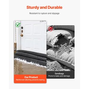 Confezione da 4 Barriere Antiallagamento Riutilizzabili da 5 x 0,7 piedi, Sacchi di Sabbia Senza Sabbia ad Assorbimento d'Acqua, Sacchi e Contenitori per Scopi Speciali - Product Image 3
