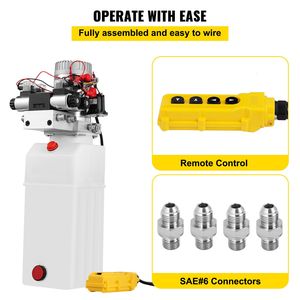 ปั๊มไฮดรอลิกไฟฟ้าแบบสองทาง 8 ควอร์ต/2 แกลลอน DC 12V แรงดันสูงสุด 3200 PSI สำหรับรถพ่วงดั๊มพ์ - Product Image 4