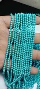 Perles rondes lisses en turquoise naturelle Sleeping Beauty d'Arizona, taille 4 mm, pierres précieuses naturelles de qualité, brin de perles en vrac pour la fabrication de bijoux - Product Image 2