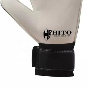 Hot Selling Custom Design Black and White German Embossed Latex Soccer Goalkeeper <b>Gloves</b> 4mm German Latex strap NegativeCut - Product Image 3