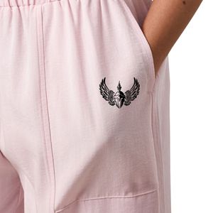 Womens Blush Pink Straight Lounge Trousers Canvas <b>Elastic</b> Waist Relaxed Fit Casual Summer Comfort Pants - Product Image 6