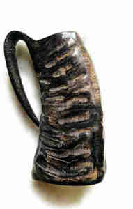 Handcrafted Customised Viking Carving Ceramic Drinking Horn <b>Mug</b> Highly Polished Natural Horn India for Business Gifts-Wine Beer - Product Image 2