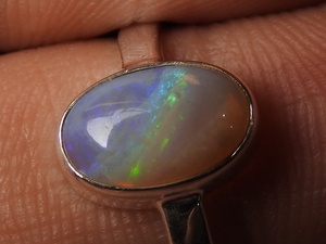 Anillo de Boda Australiano con Ópalo Multicolor Certificado, Plata, Piedra de Nacimiento de Octubre, Ópalo Sólido, Talla 5.5 de EE. UU., Clásico Hecho a Mano con Engaste de Púas - Product Image 2