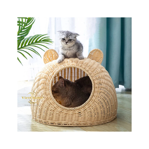 Casa para Gatos y Perros Hecha a Mano con Ratán Vietchoice, Fabricada en Vietnam, Ratán Tejido de Alta Calidad y Metal, Ecológica - Product Image 6