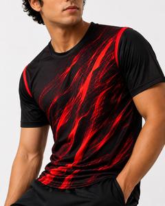 Camiseta de Hombre de Manga Corta con Cuello Redondo, Patrón Sublimado, Secado Rápido, Tejido de Poliéster de 180g, Corte Regular, Estilo Deportivo - Product Image 3