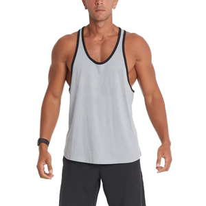 Débardeurs de sport pour hommes en polyester 100% de haute qualité, col en V, sans manches, respirants, tricotés, pour l'entraînement, décontractés, vente en gros - Product Image 1