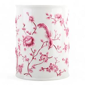 Modern Pink Floral Design Ceramic Waste <b>Bin</b> Perfect for Bedroom Bathroom Dressing Area and Hotel Rooms From India - Product Image 6
