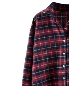 Camisa de franela a cuadros para mujer, color borgoña y azul marino, manga larga, con botones, corte holgado, estilo informal, para otoño e invierno. - Product Image 3