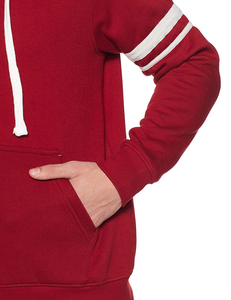 Sudadera con capucha y cremallera completa para hombre, estilo universitario con rayas en las mangas – Sudadera de felpa de algodón premium – Ropa deportiva personalizada al por mayor - Product Image 5