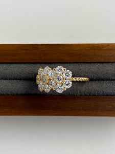 Anillo Floral Vintage con Diamante Cultivado en Laboratorio, Corte Redondo, para Mujer, con Oro Sólido de 14K, Regalo de Compromiso para Parejas - Product Image 2