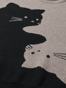 Pull en tricot pour homme avec motif de chat, design de personnage imprimé sur le devant, manches régulières, style automne 2027 - Product Image 6