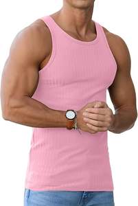 Men's High Quality Poly Spandex Gym Sports Vest Top Custom Logo Ribbed Muscle Fit Tank Knitted Casual <b>Running</b> - Product Image 4