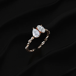 Anillo de Diamantes Ovalados y en Forma de Pera con Banda Trenzada, Anillo de Compromiso Clásico Especial para Mujer, Claridad VVS-VS, Certificado SGL - Product Image 3
