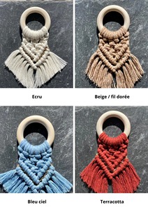 Anillos de Servilleta de Macramé Bohemio, Anillos de Madera Decorativos para Mesa, Juego Multicolor para Decoración de Fiestas y Cenas, de la India - Product Image 4