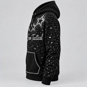 Men's Black Rhinestone Hoodie Star Letter Pullover Hooded Sweatshirt Hip Hop <b>Sparkly</b> <b>Top</b> Wholesale Rate Customization 2026 - Product Image 6