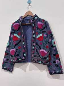 Velvet Embroidered Jacket Hand Embroidered Suzani Jacket Boho Ethnic Floral Coat Bold Statement Outerwear for Women Winter - Product Image 2
