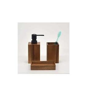 New Arrival Wooden Bathroom Accessory Set Soap Dispenser <b>Toothbrush</b> <b>Holder</b> Tumbler Tray Polish Finished Custom Manufacturer - Product Image 4