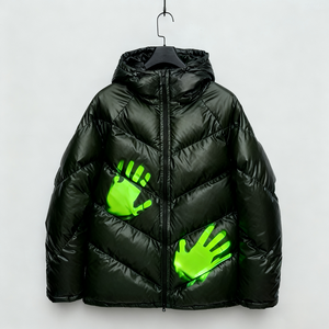 Chaqueta de lona personalizada con cuello alto, estilo hip hop, abrigo de invierno para hombre, termocrómica, reflectante, diseño oversize, cambio de color, con calefacción. - Product Image 2