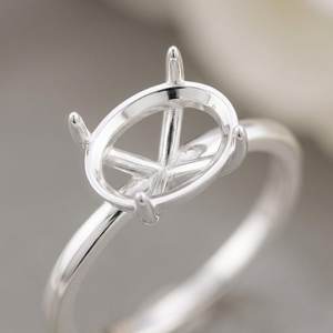 Anillo de Plata de Ley 925 Sólida, Ovalado de 9x7mm, con 4 Puntas, para Engaste de Piedras Preciosas Sueltas - Product Image 5