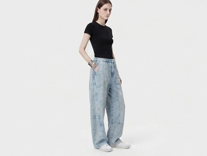 Pantalon large taille haute pour femme en molleton 100% coton, coupe décontractée, longueur intégrale, avec cordon de serrage à la taille, style hiver, type jogging - Product Image 4