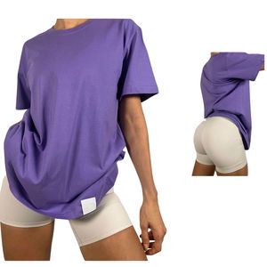 Camiseta Oversize para Mujer al por Mayor, Color Liso, Casual, Verano, OEM, Básica, Moderna, de Lona Transpirable, Manga Corta - Product Image 3