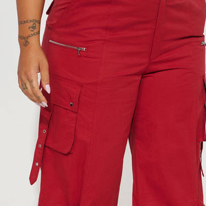 Pantalon Cargo Décontracté Grande Taille pour Femmes, Taille Haute, Coupe Droite, Écologique, Respirant, Poches Latérales, Polyester/Coton - Product Image 5