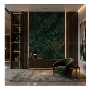 Elegante losa de mármol natural verde con ricos detalles minerales para encimeras de alta gama y diseño arquitectónico contemporáneo. - Product Image 1