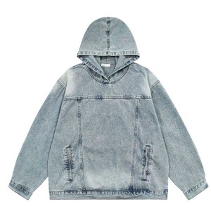 <b>Mens</b> <b>Denim</b> Hoodies Modern Stretch Hoodie <b>Jacket</b> Lightweight Casual Wear OEM/ODM Spring Private Label Factory Direct - Product Image 1