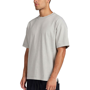 Camiseta de Algodón Gris Claro para Hombre, Manga Corta, Cuello Redondo, Estilo Casual, Color Sólido, Corte Regular, Tejido Liso Teñido - Product Image 4