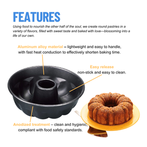 Moule à gâteau Bundt antiadhésif noir de 7 pouces, moule à pâtisserie cannelé pour gelée, gélatine, Chocoflan, flan, fabriqué à Taïwan - Product Image 3