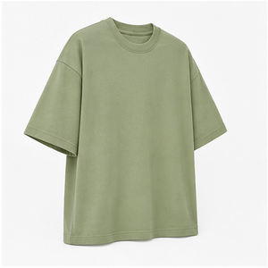 Camiseta Personalizada de Algodón Lavado Color Verde Salvia, Holgada, de Manga Corta y Cuello Redondo para Hombre, MTS-OVR-0018 - Product Image 6