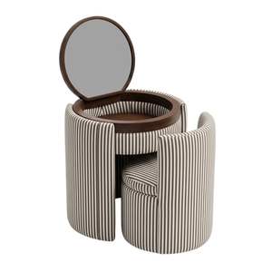 Ensemble coiffeuse et tabouret rembourrés de luxe modernes 2026 avec miroir pliable, meuble de salle de bain en bois massif pour fournisseurs de meubles de salle de bain - Product Image 1