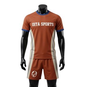 Ensemble short et maillot de netball sublimé blanc rouille pour homme – Vêtements de sport en polyester, coupe athlétique, pour entraînement et match - Product Image 1