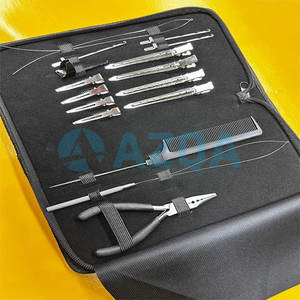 Kit d'outils professionnels pour extensions de cheveux arc-en-ciel, en acier inoxydable, avec micro-anneaux et outils d'installation, dans un étui à fermeture éclair - Product Image 6