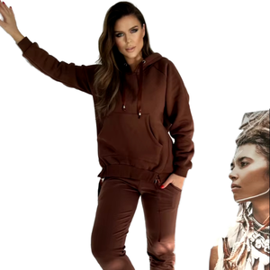 Personalizado de dos piezas Jogger pantalones de chándal de pista de chándal conjuntos de dobladillo crudo recortado sudaderas con capucha Flare pantalones apilados conjunto de chándal - Product Image 1