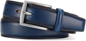 Ceinture élégante en cuir véritable bleu marine pour homme, design 2025, boucle ardillon, haute qualité, logo personnalisé OEM, vente en gros - Product Image 2