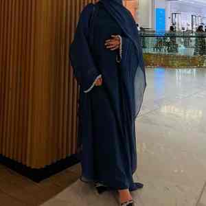 Abaya Musulmana Moderna de Lujo con Abertura Frontal Estilo Dubái para Mujer, Vestido Largo Informal, Elegante y Modesto, Kimono Islámico con Cinturón, Cuello Barco y Manga Larga - Product Image 1