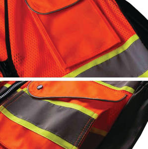 Gilet de sécurité respirant et réfléchissant, équipement en maille haute visibilité, design multi-poches pour la sécurité nocturne et le contrôle du trafic, gilet pour hommes - Product Image 4