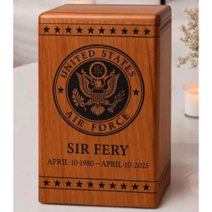 โกศไม้ทำมือสำหรับทหารอากาศ – โกศอนุสรณ์สำหรับใส่เถ้ากระดูก มีหลายขนาด ของที่ระลึกเพื่อความทรงจำ โดย AYAANS - Product Image 4