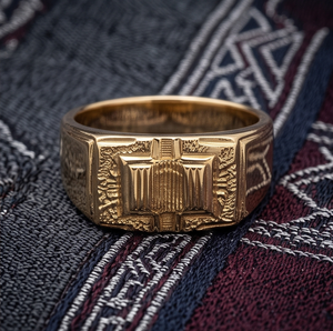 Anillo Geométrico Amarillo Chapado en Oro de 22k para Hombre Divyoro, Clásico para Uso Diario, Ceremonias Religiosas - Product Image 3