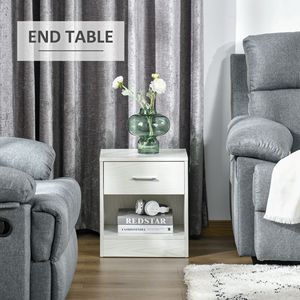 Comodino Moderno Bianco Effetto Legno con Cassetto Portaoggetti per Camera da Letto e Soggiorno - Product Image 5