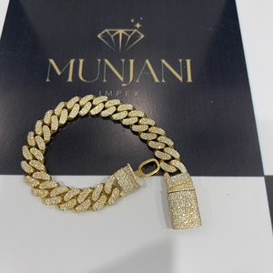 Bracelets et Joncs Personnalisés en Argent Sterling 925 Plaqué Or, Certifiés IGI, Moissanite VVS Taille Brillant 1 carat, Style Hip Hop - Product Image 3