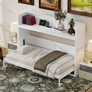 Letto a scomparsa matrimoniale XL bianco con luce LED e stazione di ricarica USB - Arrivo previsto 12/3 - Product Image 3
