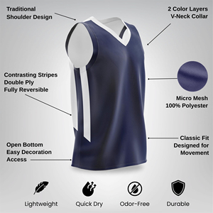 Camiseta de baloncesto reversible de malla, uniforme deportivo para equipo de baloncesto, camiseta sin mangas lisa para entrenamiento, doble atlética - Product Image 6