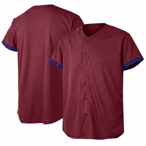 Camiseta de Béisbol de Alta Calidad con Nombre/Número del Equipo Estampado, Camiseta de Béisbol de Manga Corta con Cuello en V y Botones Delanteros para Hombre - Product Image 1