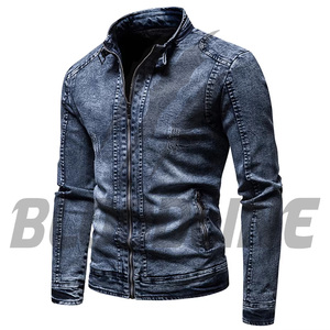 BLOODLINE INTERNATIONAL Blouson en jean pour femme, manches longues, col boutonné, fermeture à bouton unique, bleu uni délavé, hiver - Product Image 1