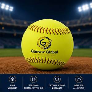 Pelota de Entrenamiento de Softbol Ganvox Global de 10-14.9 Pulgadas, Ligera, Rellena de Corcho, PU Amarillo de Alta Visibilidad, Cosida a Mano - Product Image 1