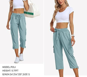 FITME SPORTS High Waisted Straight Flat Front Cargo Pants Women Casual Eco-Friendly Lightweight Terry Fabric Quick Dry - Product Image 6