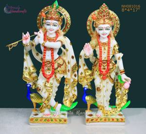 รูปปั้นเรซิ่นสีขาวบริสุทธิ์สวยงาม รูปพระราชาคุริชนา สำหรับบูชา งานแฮนด์เมดแบบดั้งเดิม สำหรับวางบนโต๊ะ - Product Image 2